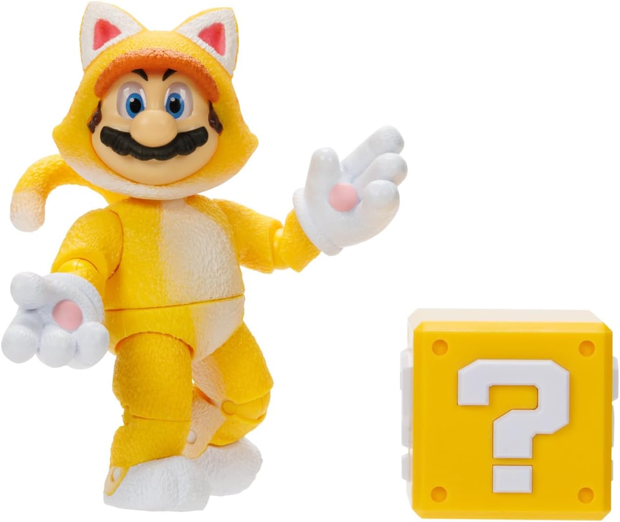 Nintendo Super Mario 5" Cat Mario Action Figure With Included Question Block Accessory