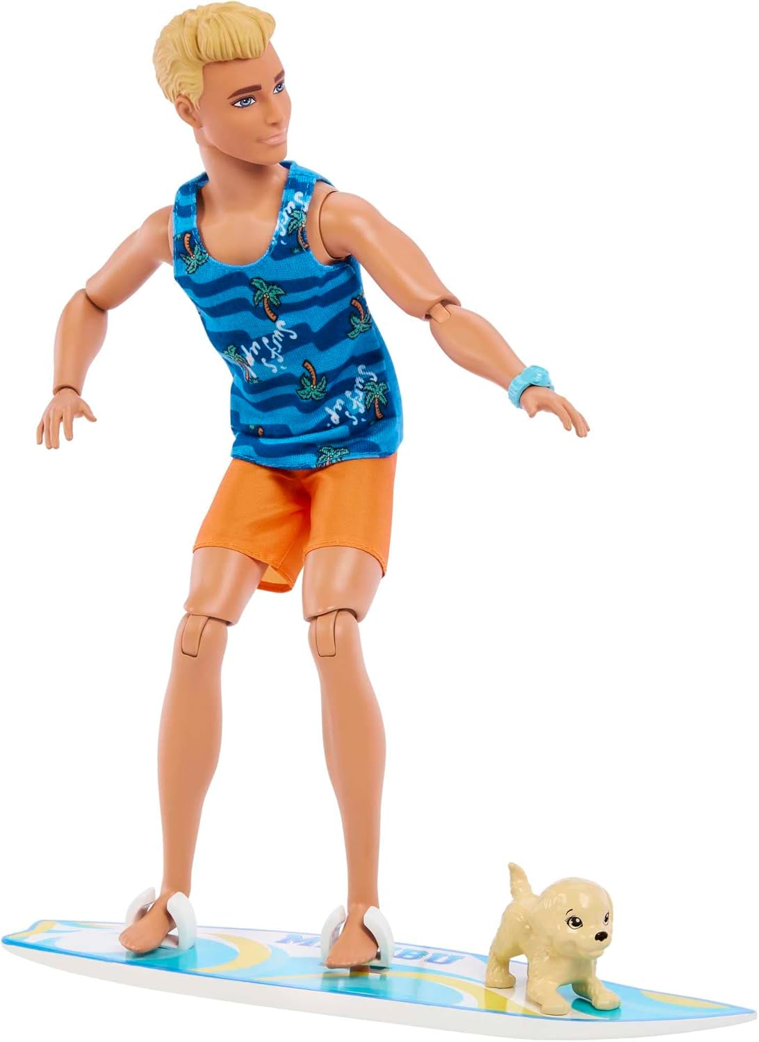 Barbie Ken Doll with Surfboard and Pet Puppy HPT50