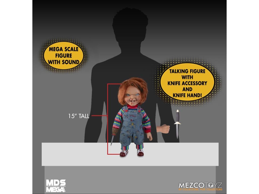 Child's Play 2 Talking Menacing Chucky 15-Inch Mega Scale Doll - Mezco by Mezco Toyz | Sensales