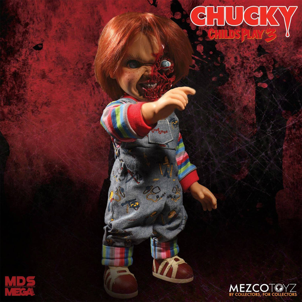 Child's Play 3 Talking Pizza Face Chucky 15-Inch Mega Scale Doll - Mezco by Mezco Toyz | Sensales