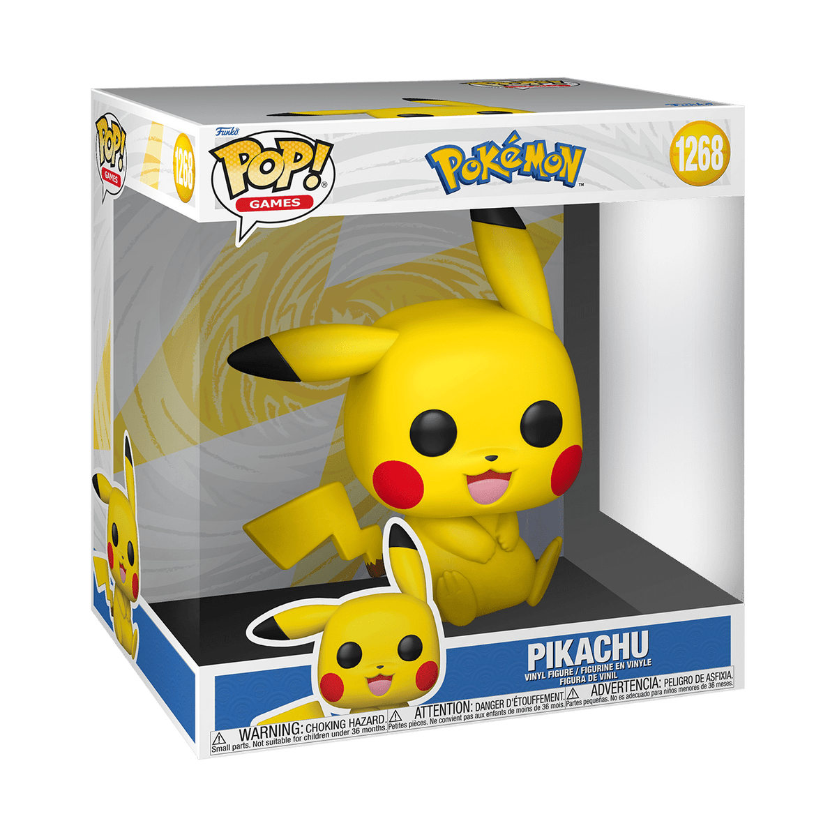 Funko Pop! Jumbo Pokémon Pikachu (Sitting) #1268 10 Inch Vinyl Figure by Funko | Sensales