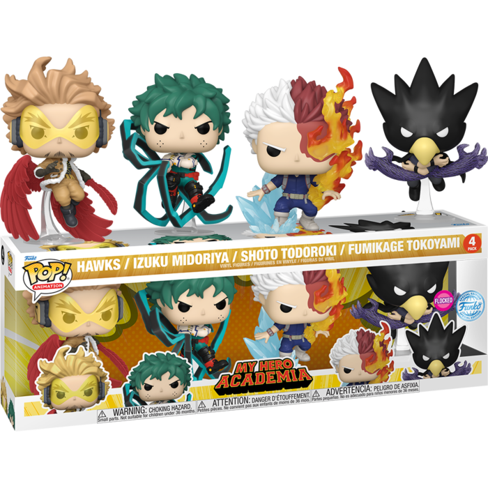 Funko Pop! My Hero Academia 4-Pack Hawks Midoriya Todoroki Tokoyami Flocked by Funko | Sensales