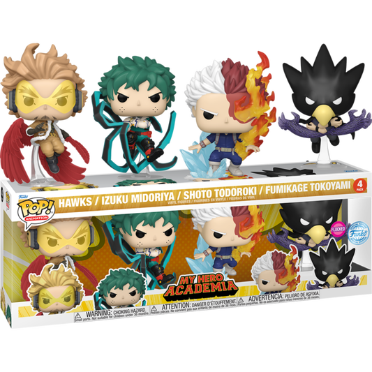 Funko Pop! My Hero Academia 4-Pack Hawks Midoriya Todoroki Tokoyami Flocked by Funko | Sensales
