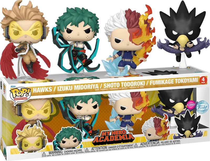 Funko Pop! My Hero Academia 4-Pack Hawks Midoriya Todoroki Tokoyami Flocked by Funko | Sensales