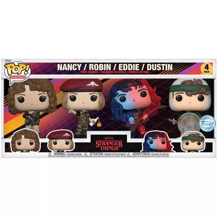 Funko Pop! Stranger Things Season 4 Nancy, Robin, Eddie & Dustin 4-Pack by Funko | Sensales