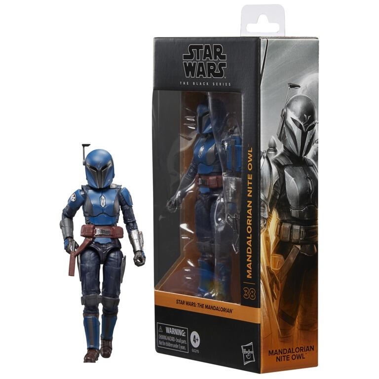 Star Wars Black Series Mandalorian Nite Owl - packaging and figure combo