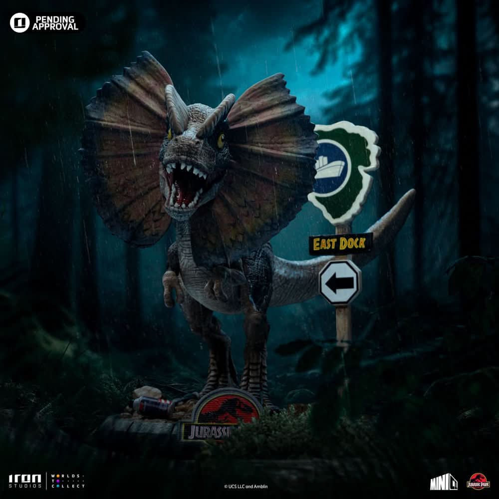 Statue Dilophosaurus Jurassic Park MiniCo - front