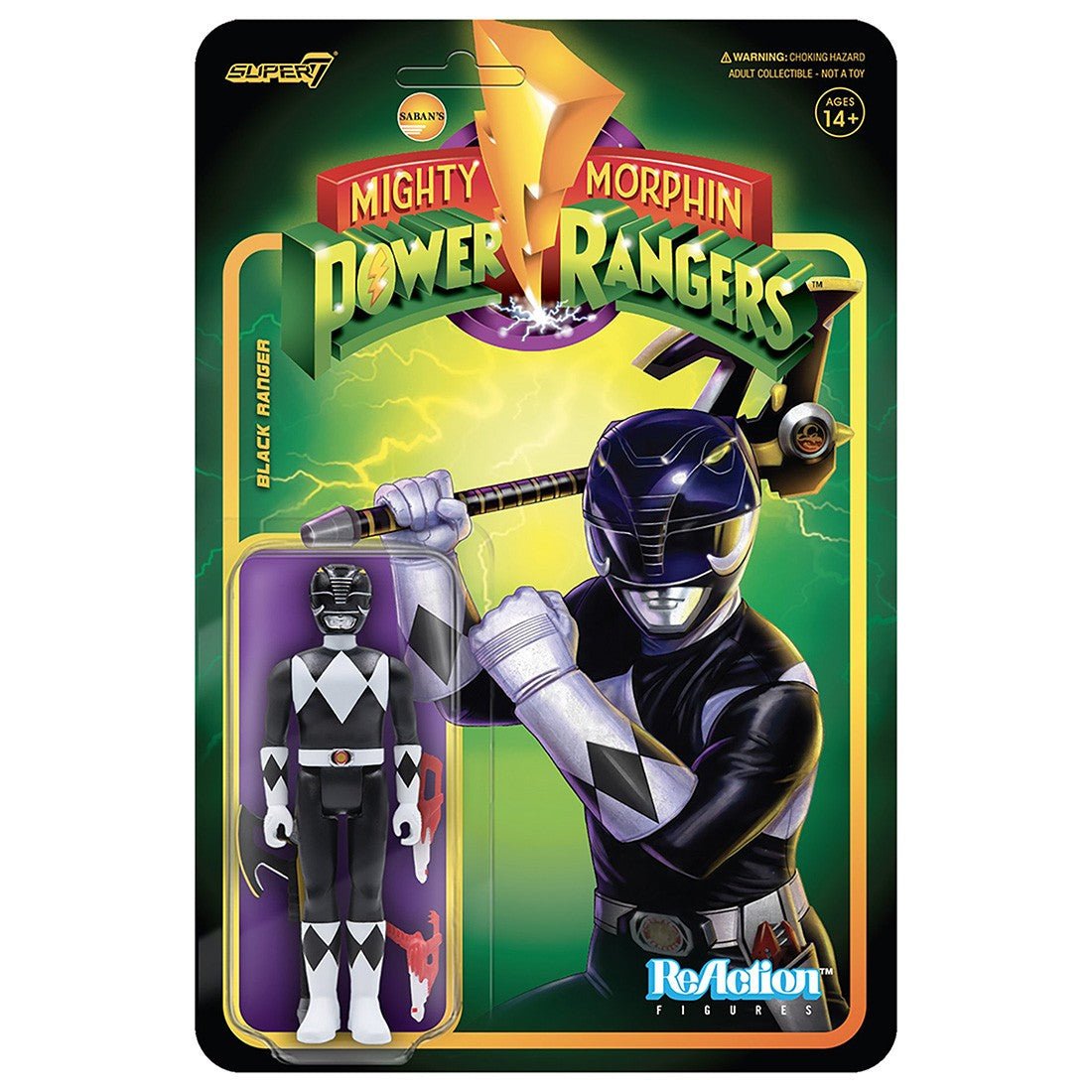 Mighty Morphin Power Rangers ReAction Figure Wave 2 - Black Ranger by Super7 | Sensales