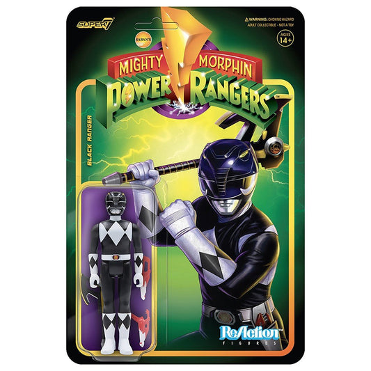Mighty Morphin Power Rangers ReAction Figure Wave 2 - Black Ranger by Super7 | Sensales