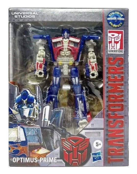 Hasbro Transformers Universal Studios Deluxe Class Optimus Prime Figure - packaging front