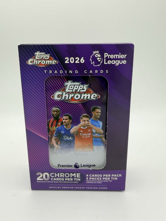 Topps Premier League Chrome 2026 Hobby Trading Cards Tin 20 Chrome cards per tin by Sensales | Sensales