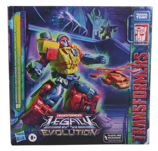 Transformers Legacy Evolution Armada Universe Powerlinx Hot Shot & Armada Universe Jolt Action Figures (SDCC Exclusive) by Hasbro | Sensales